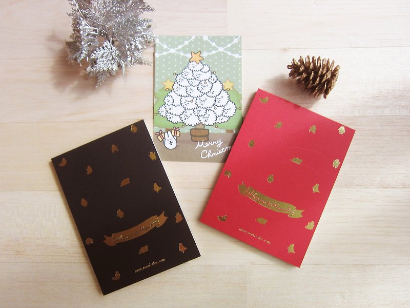 紙 付箋・タグシール 多色 - *-ブロンズ餅ウサギ赤と黒のメモ帳+バブル羊クリスマスはがき*