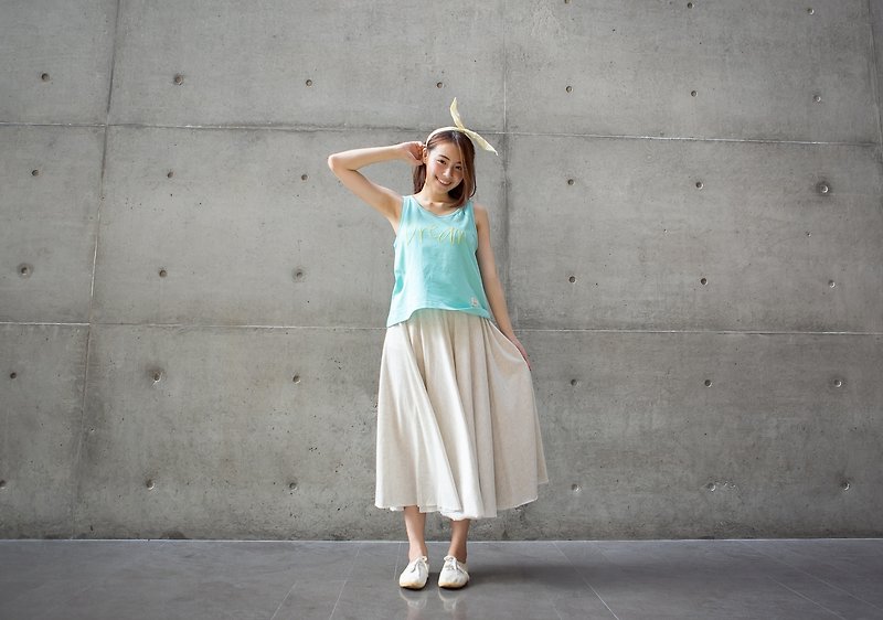 SUMI ● Flamenco elastic light gray dress ● 4SF303_ - Skirts - Cotton & Hemp Gray