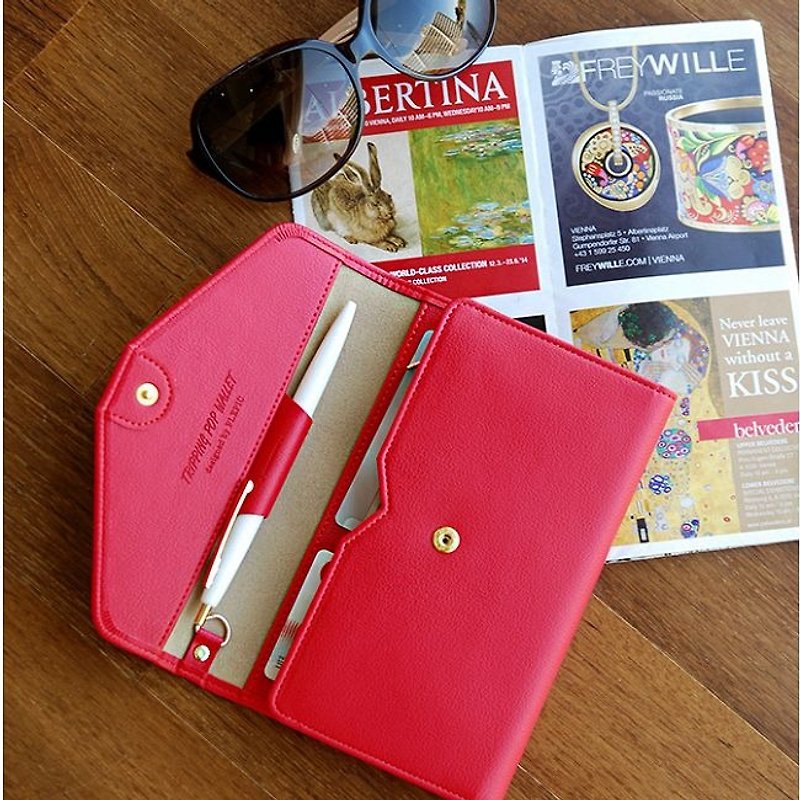 歲末驚喜-經典旅程護照皮夾-覆盆莓紅,PPC92313 - 護照套 - 人造皮革 紅色