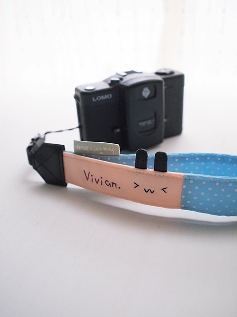 hairmo. VV Rabbit Single Wrist Camera / Polaroid / Mobile Phone Strap-Blue Dot + Orange (Small Hole) - กล้อง - วัสดุอื่นๆ สึชมพู
