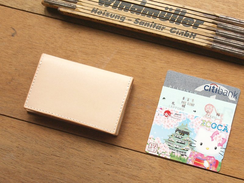 Simple Original 手工真皮卡夾/名片夾(客製刻印英文名/禮物包裝) - 卡片套/卡片盒 - 真皮 咖啡色