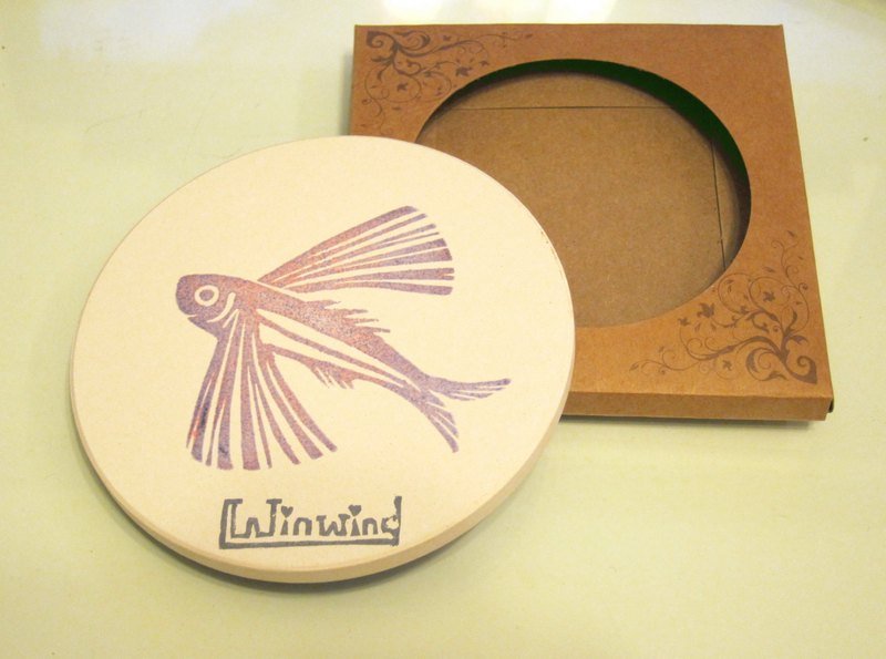 Flying fish absorbent coaster - Coasters - Other Materials Purple