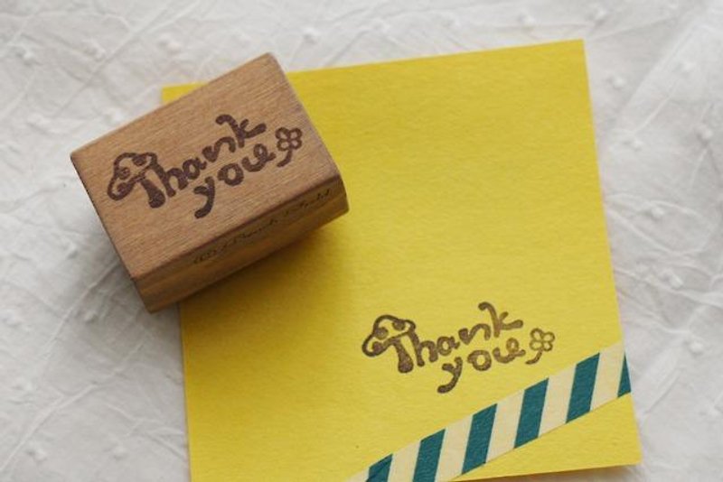 【好評加售】蘑菇「Thank You」 木頭印章 - 印章/印台 - 木頭 咖啡色