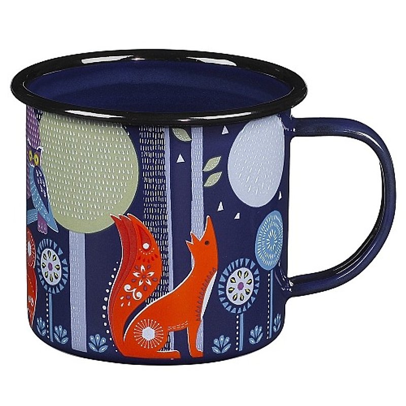 SUSS-UK imported Wild & Wolf design 珐琅 mug (Night night) - spot - แก้วมัค/แก้วกาแฟ - วัตถุเคลือบ สีน้ำเงิน