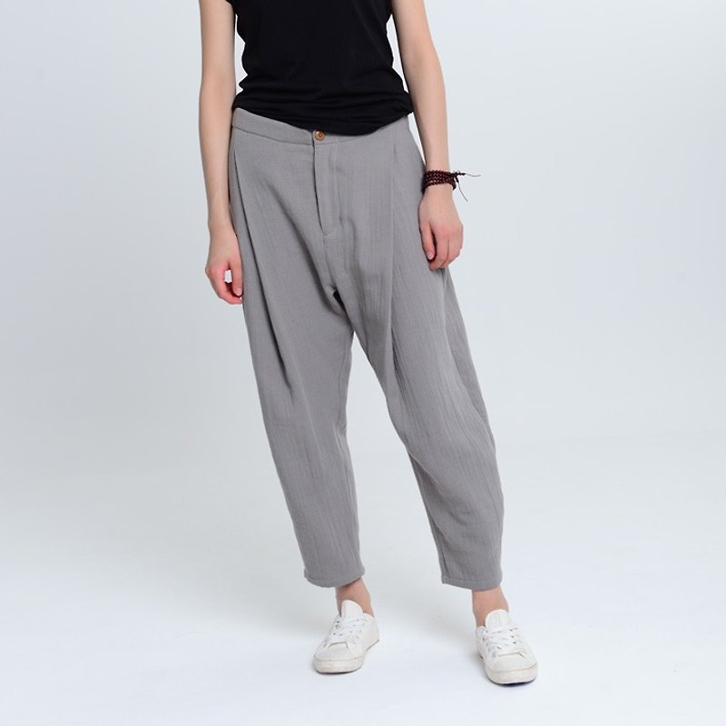 BUFU soft haren pants  P150606 - Women's Pants - Cotton & Hemp Gray