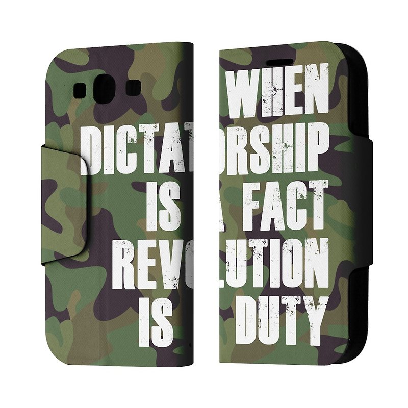Sunflower Galaxy S3 Flip Case - become a reality when the dictatorship, revolution is the obligation PSIBS3-010 - Other - Genuine Leather Green