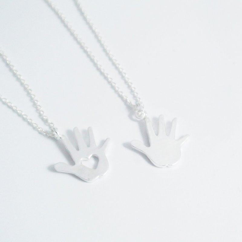 [Christmas (exchange gifts)] (couple gifts) <Hand and Foot Series>-palms. Heart Sterling Silver Necklace (Male and Female Pair Chain) - Necklaces - Other Metals 