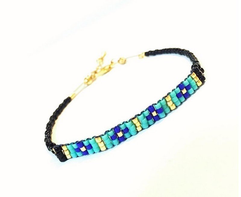 ololssim black and blue cross ethnic bracelet (0214) - สร้อยข้อมือ - วัสดุอื่นๆ สีดำ