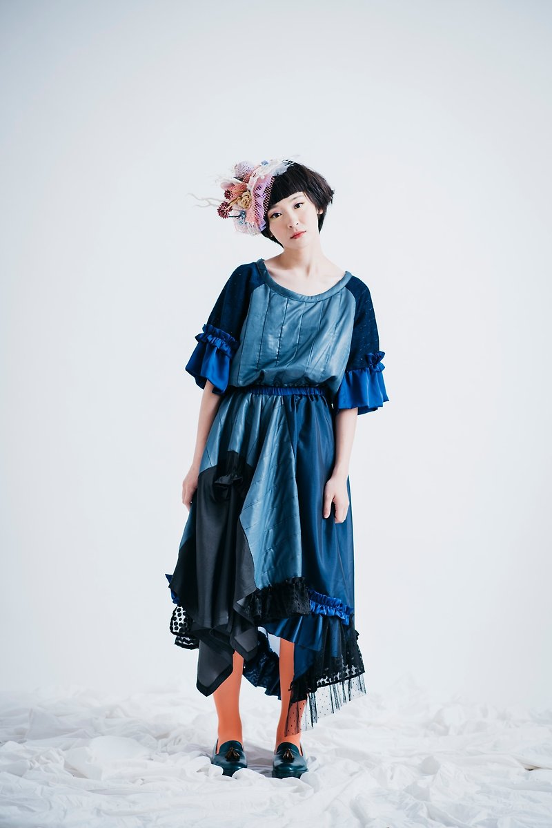 moi non plu 藍穗珊瑚洋裝 - 洋裝/連身裙 - 聚酯纖維 藍色