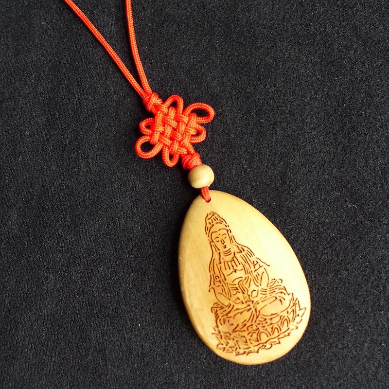There is a gift of blessing ㊣ Laoshan Sandalwood Necklace-Guanshiyin - Necklaces - Wood Brown