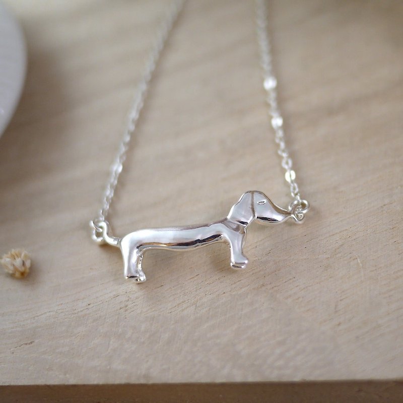 The short version of the mini dachshund necklace can be changed, and the color of the bracelet is random and final. - Necklaces - Other Metals 
