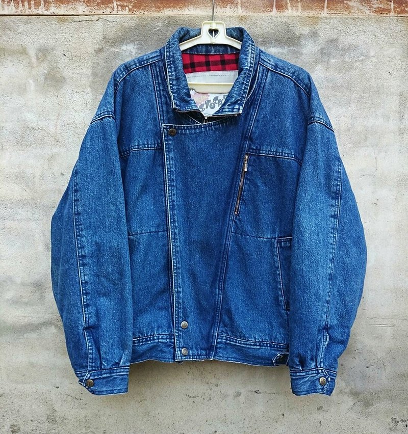 Knight denim jacket - dislocation vintage - - Women's Casual & Functional Jackets - Other Materials Blue