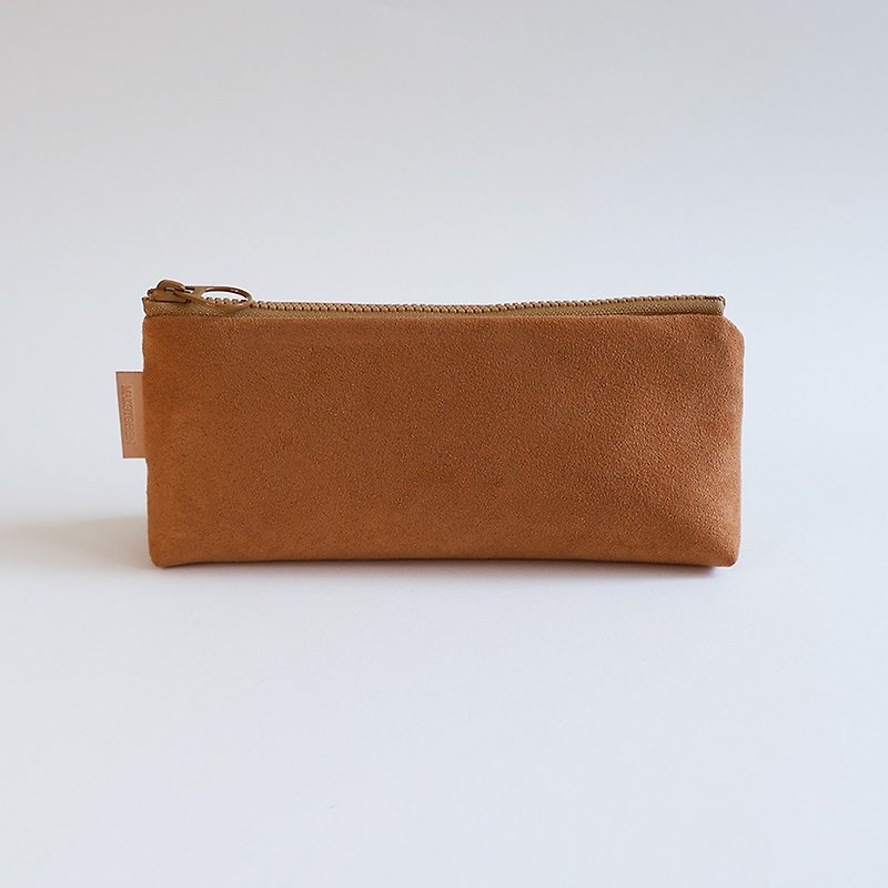 Handmade brown suede fabric pencil case - Pencil Cases - Cotton & Hemp Brown