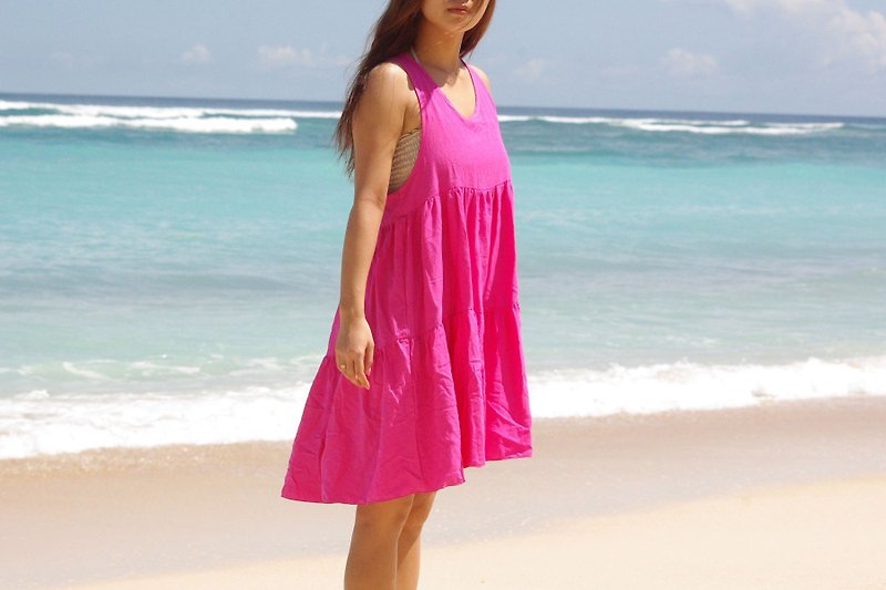 Tank top tiered dress <Pink> - One Piece Dresses - Other Materials Pink