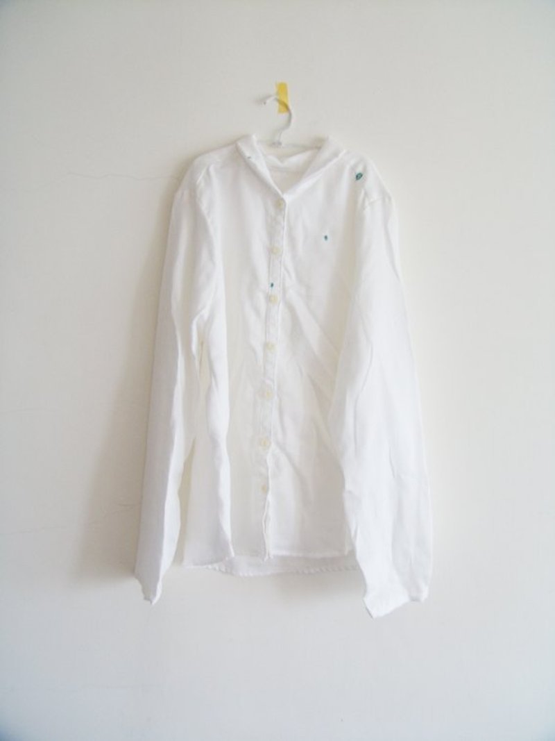 長袖襯衫/春天的雨 - 恤衫 - 棉．麻 白色