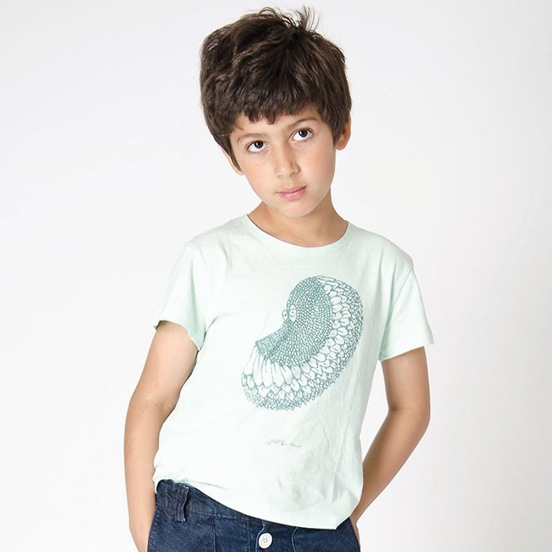 [Lovelybaby organic cotton] Swedish organic cotton children's clothing children's shirt 6M to 10 years old animal illustration - เสื้อยืด - ผ้าฝ้าย/ผ้าลินิน สีเขียว