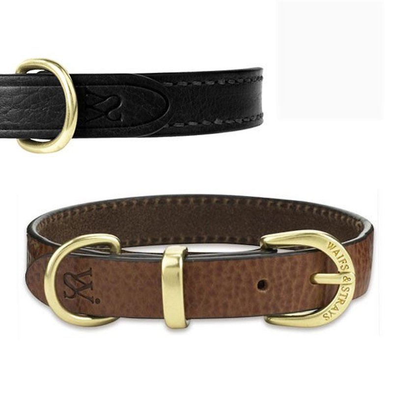 Weiss [W&S] Elegant Collar-Size S-available in brown and black - Collars & Leashes - Genuine Leather Orange