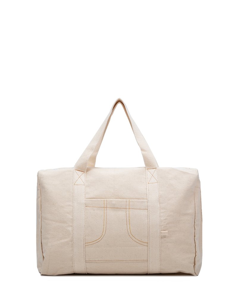 WHITE CANVAS DUFFLE BAG - กระเป๋าเดินทาง/ผ้าคลุม - วัสดุอื่นๆ ขาว