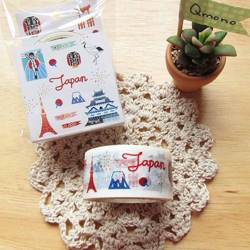 Qmono x Nicko妮可 聯名紙膠帶《Japan (QMT-N08)》旅行系列-日本 - Washi Tape - Paper White