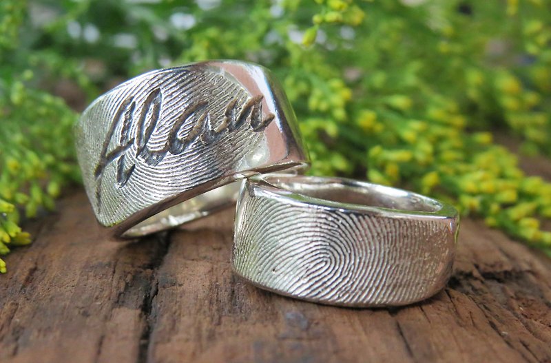 Fingerprint Imprint Series/Fingerprint Imprinted Name Ring/925 Silver/Customized - Couples' Rings - Other Metals Silver