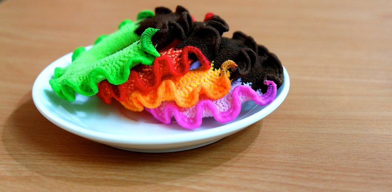 甜甜圈 髮圈 4個一組 水果巧克力鍋 - 髮夾/髮飾 - 其他材質 多色