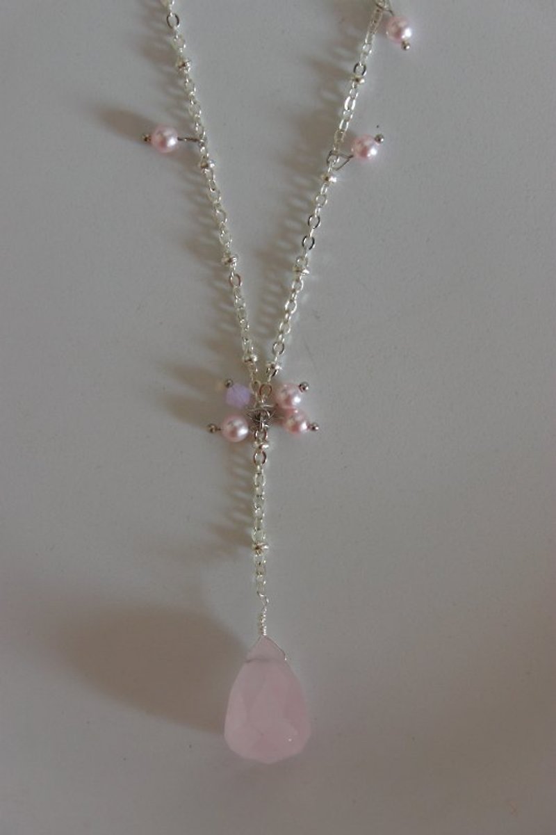 ピンクドリームピンククリスタルウォータードロップネックレス - ネックレス - 宝石 ピンク
