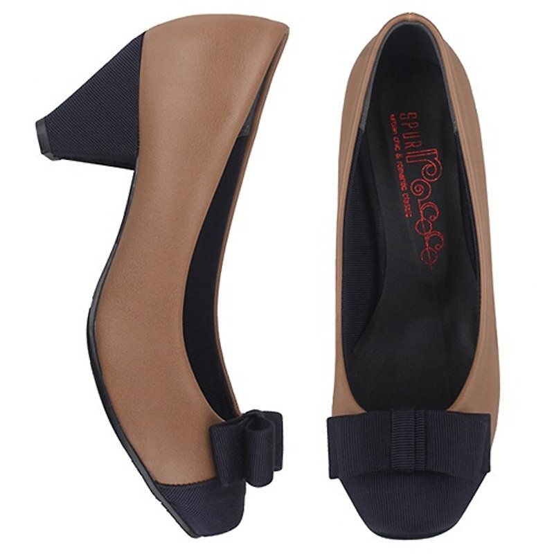 【Korean trend】SPUR Garnet heels EF8045 BEIGE - รองเท้าส้นสูง - หนังแท้ 