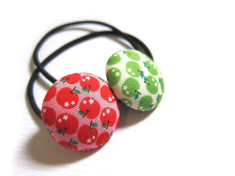 Children's hair accessories hand-made cloth bag button hair bundle hair ring red apple green apple elastic band hair ring set - Hair Accessories - Other Materials Red
