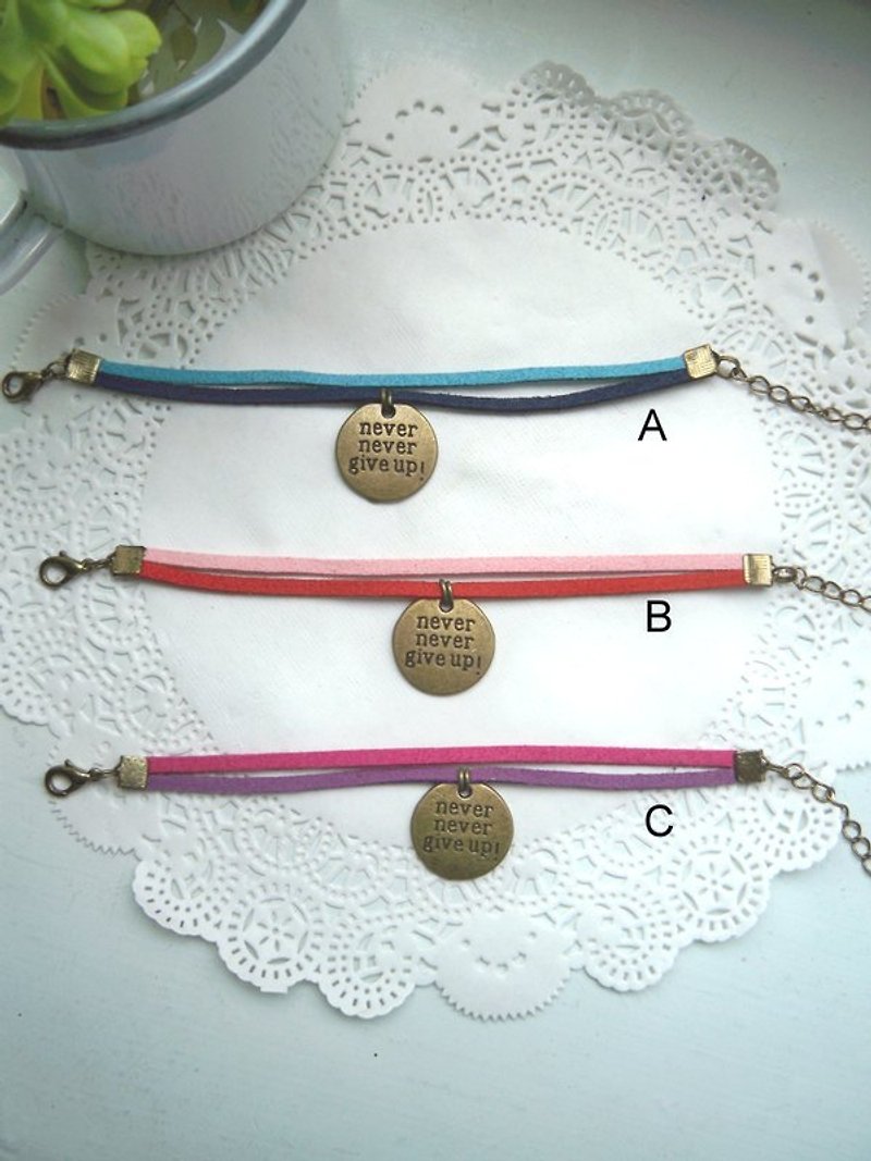 Never give Bracelet -1 bar (optional color) - Bracelets - Genuine Leather Multicolor