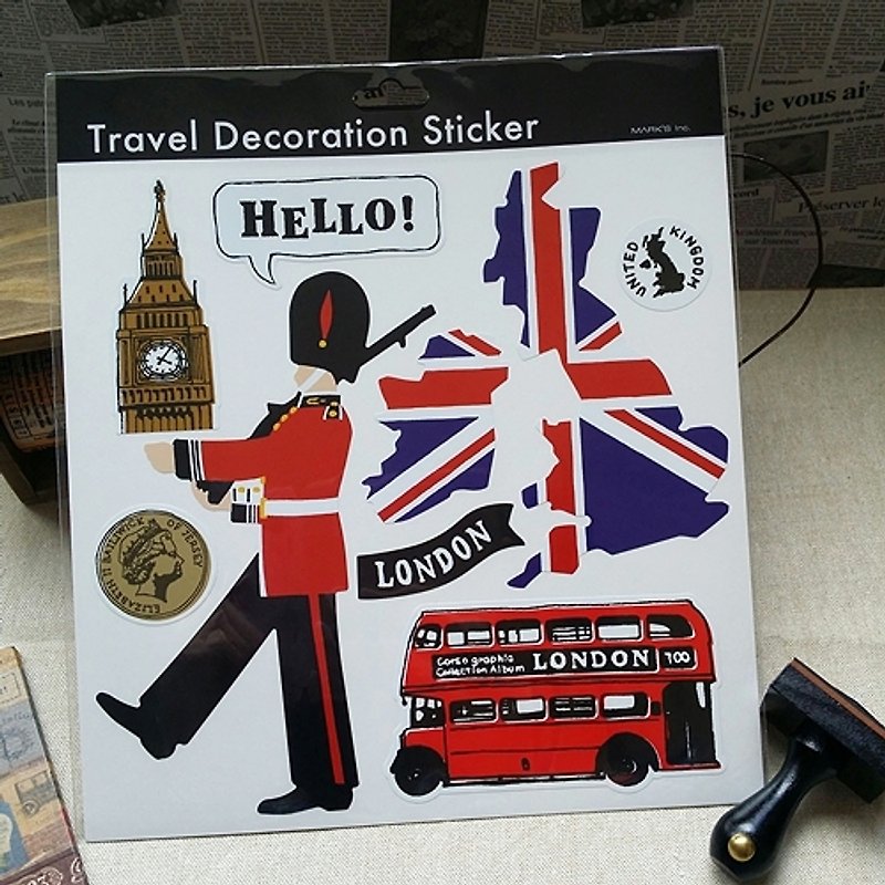 Japan Marks Travel Sticker [Hello London (STK-TD1-K)] trunk decoration - สติกเกอร์ - วัสดุอื่นๆ หลากหลายสี
