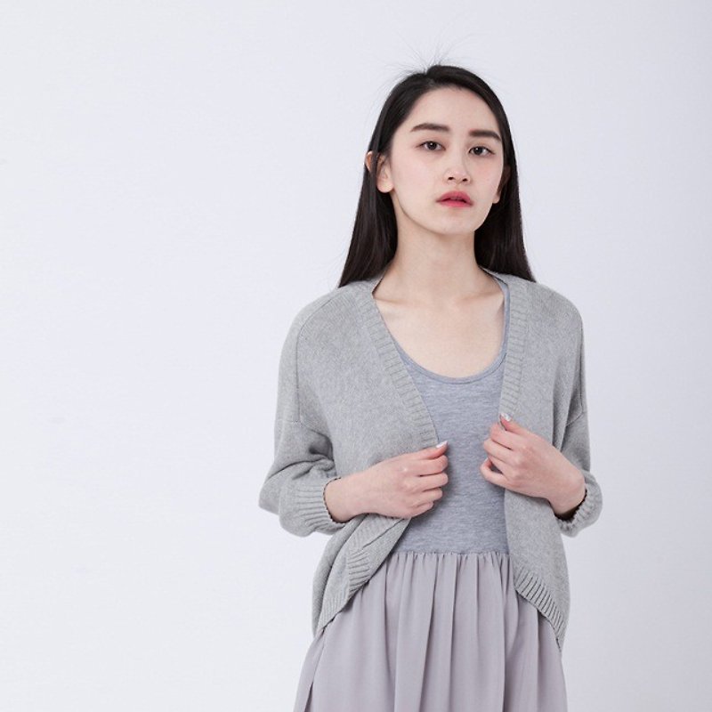 Kama square short jecket sweater / light gray - Women's Sweaters - Cotton & Hemp Gray
