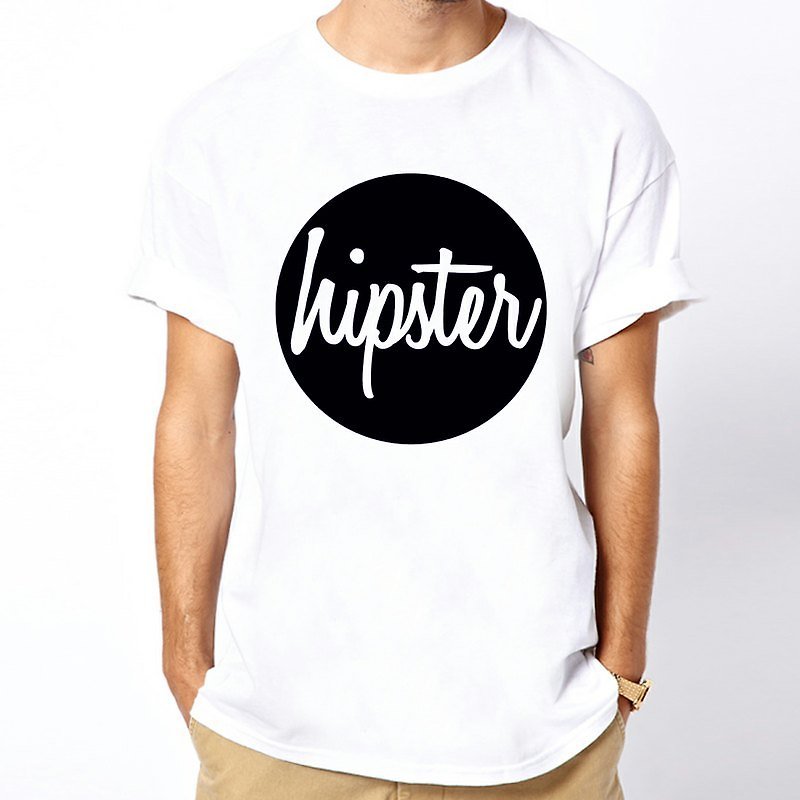 Circle hipster Logo短袖T恤-2色 文青 時髦 三角形設計自創品牌 - 男 T 恤 - 其他材質 白色