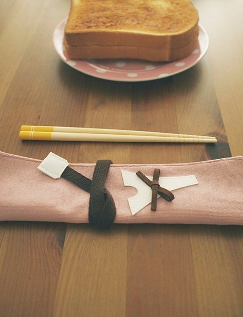 hairmo. White Tower carry green belt chopsticks sets - pink lotus - Chopsticks - Other Materials Pink