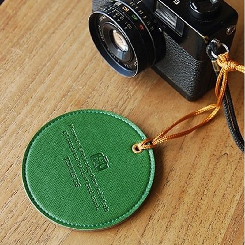 Dessin- small round leather luggage tag -Green, POJ91460 - ป้ายสัมภาระ - วัสดุอื่นๆ สีเขียว