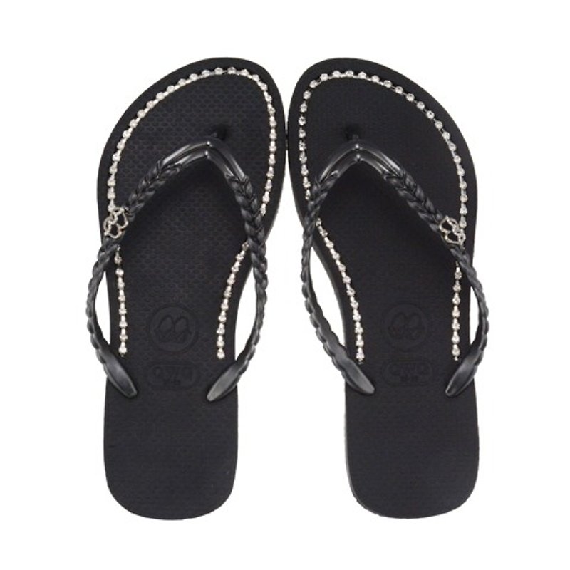 QWQ Creative Design Flip-Flops - Black Diamond - Black [BB0051505] - รองเท้าลำลองผู้หญิง - วัสดุกันนำ้ สีดำ