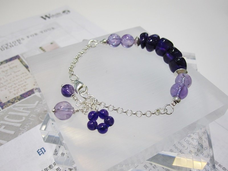 Starting from the heart - all natural amethyst 925 sterling silver bracelet natural crystal Hong Kong design - Bracelets - Gemstone Purple
