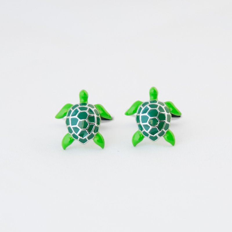 綠色海龜袖扣 SEA TURTLE CUFFLINKS - 袖扣 - 其他金屬 