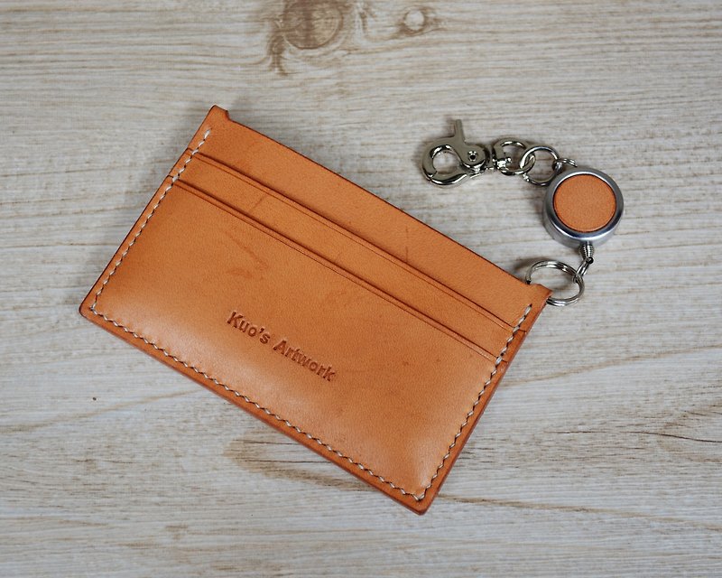 【kuo's artwork】 Hand stitched leather card holder - ID & Badge Holders - Genuine Leather 