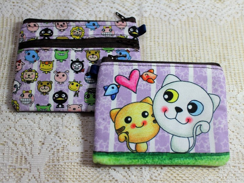 Play not tired _ double zipper purse (cat lovers) - Coin Purses - Other Materials 