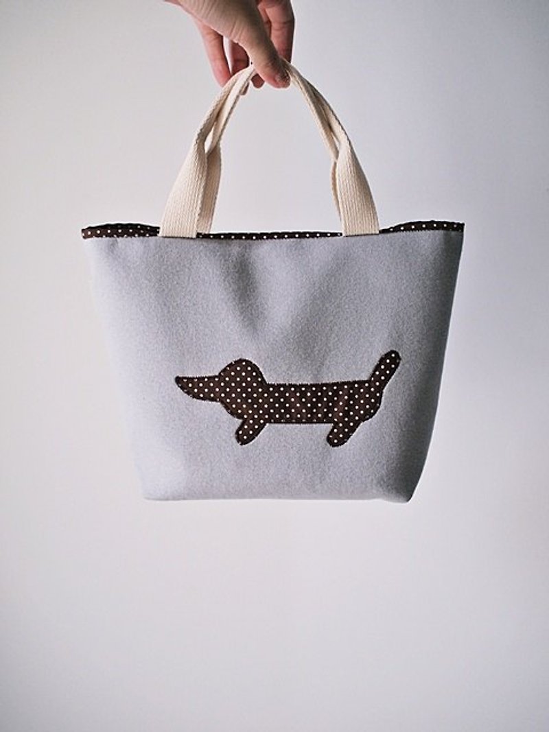 hairmo. Coffee Point sausage dog out zipper bag - gray - Handbags & Totes - Other Materials Gray