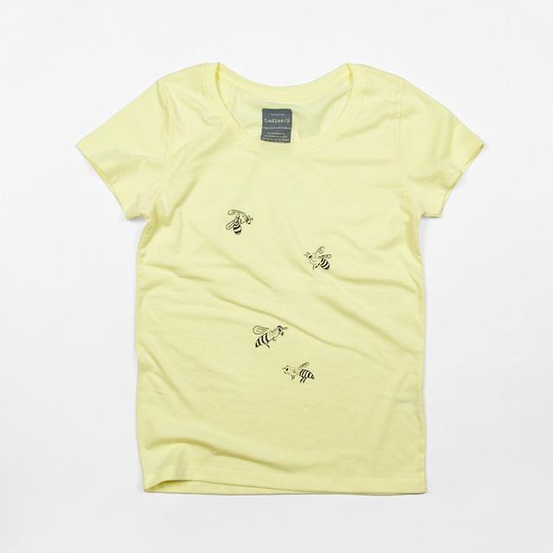 ミツバチイラストTシャツTcollector - 女 T 恤 - 棉．麻 黃色