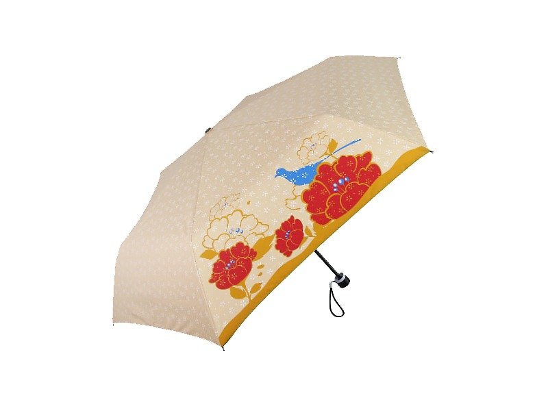 / Puputraga // Blue Magpie Voices / silver plastic anti-uv shading / ultralight - Umbrellas & Rain Gear - Waterproof Material Gold