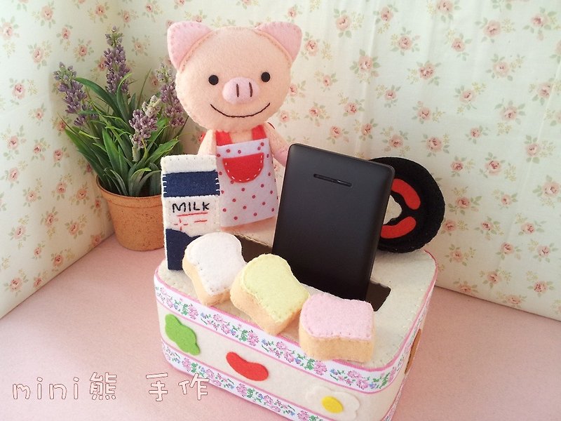 《mini熊 手作》【甜蜜早餐屋 】 ~ 智慧型 手機座 - 玩偶/公仔 - 其他材質 