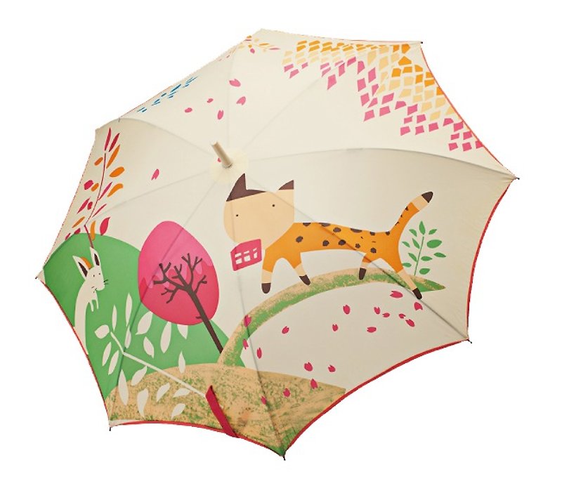 / Puputraga / mouse see the cat illustration Japanese style anti-uv good start and close automatically straight umbrella - Umbrellas & Rain Gear - Waterproof Material Pink