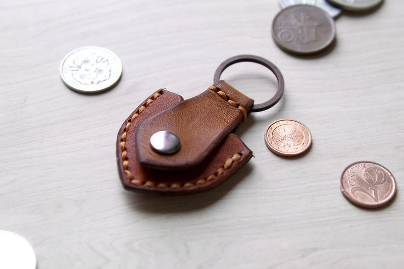 真皮 鑰匙圈/鑰匙包 咖啡色 - 淺咖啡手縫吉他PICK皮套  鑰匙圈/零錢收納包
