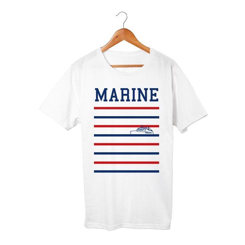Marine T-shirt - 帽T/大學T - 棉．麻 白色