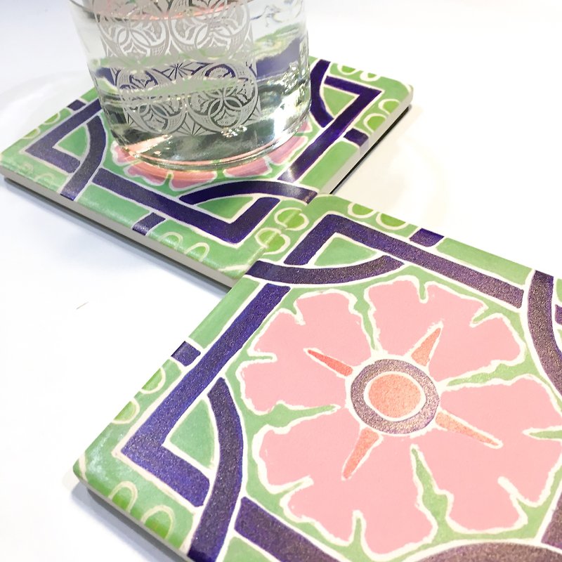 Oriental series Floral Coaster【Serendipity】 - Coasters - Other Materials Green