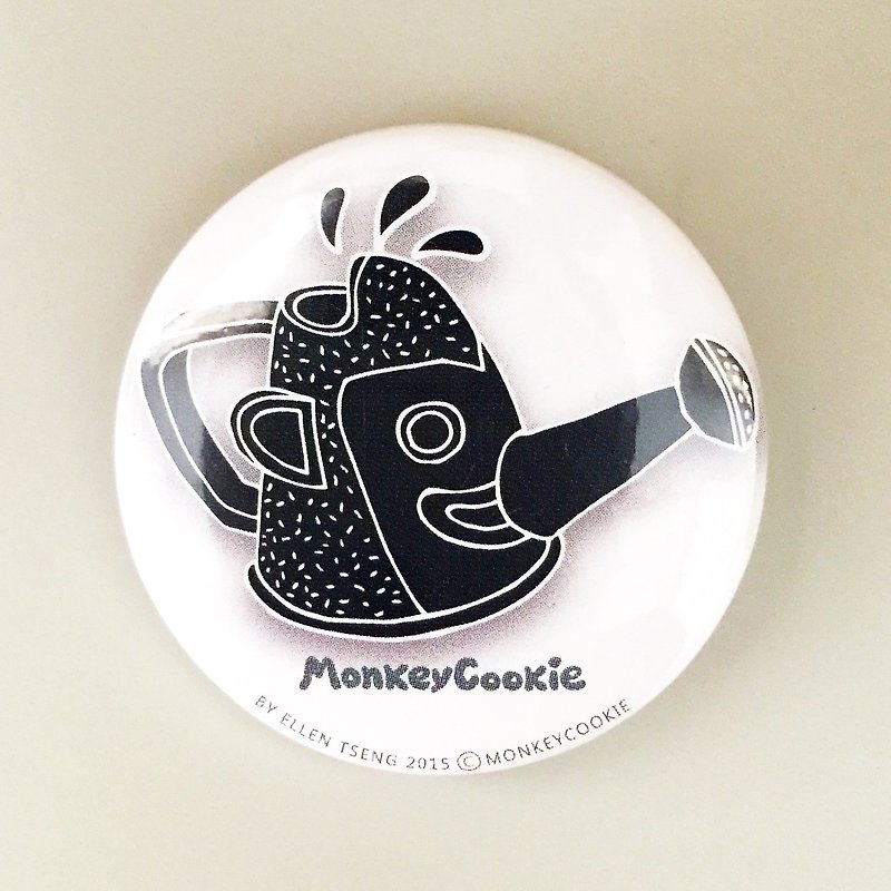 Badge Black and White Series-Monkey Flower Waterer | MonkeyCookie - Badges & Pins - Plastic Yellow