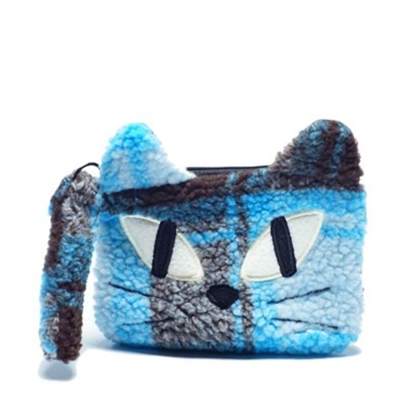 Noafamily, Noah big eyes cat checkered winter Universal bags _BL (A616-BL) - Toiletry Bags & Pouches - Other Materials Blue