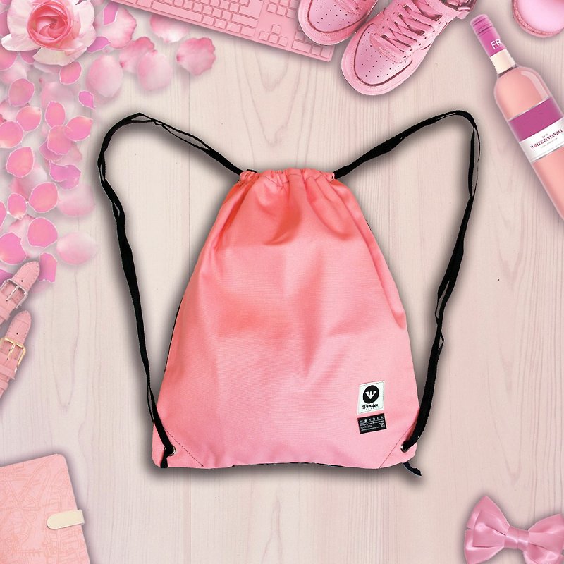 [Macaron Pink] 甜美馬卡龍粉 手工 帆布 束口袋 - 水桶包/束口袋 - 其他材質 粉紅色